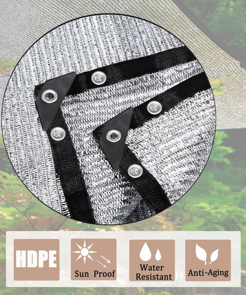 UNIUP 70% Aluminum Shade Cloth 6.5 FT x 8 FT, Durable Mesh Silver Tarps with Grommets and Ball Bungee, Sun Shade Net,Shading Antifreezing for Pet Shade, Car Cover, Patio Garden, Pergola,Plants Growing - Image 3